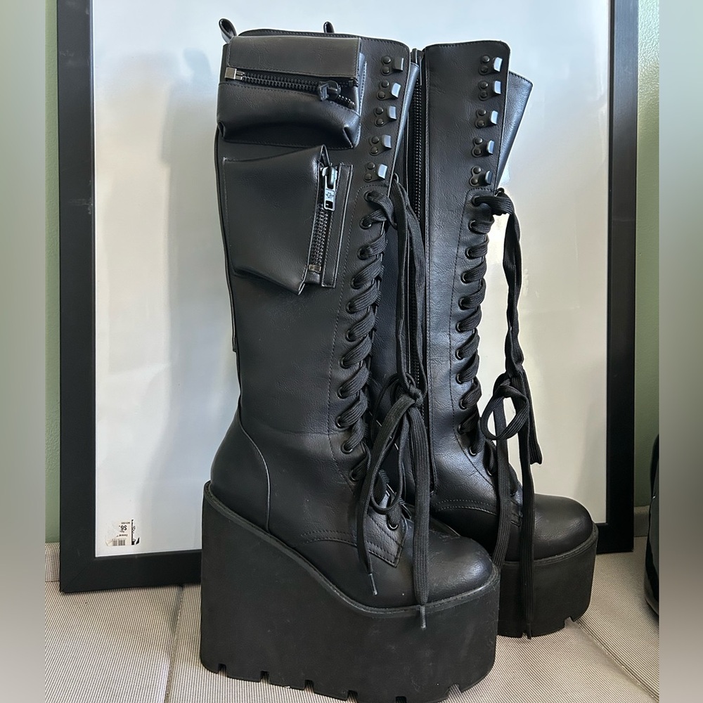 Dolls Kill Obsidian Black Platform boots